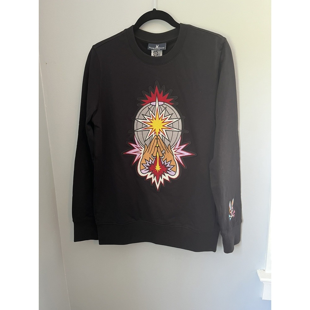 Psycho Bunny x Daddy Yankee Black Embroidered Graohic Pullover Sweatshirt‎ Sz XS